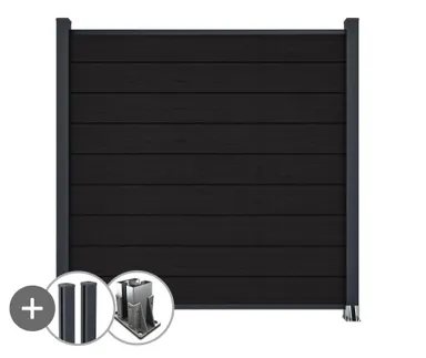 HORI Wood-Design WPC Sichtschutzzaun Stecksystem Zaun Komplettset 0