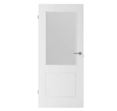 HORI Zimmertür Alicante 2 Weißlack RAL9003 mit Lichtausschnitt Röhrenspan Designkante ohne Schlüssellochbohrung 0