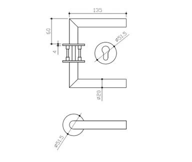 HORI Türgriff L-Form Barcelona Edelstahl matt Flachrosetten 1