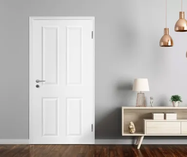 HORI Schallschutz Wohnungseingangstür Estella 4 Signalweiß RAL9003 SK1 Designkante Vollspan 1
