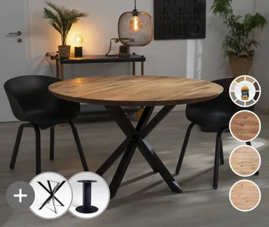 D-SYN myCircle Esstisch Massivholz Eiche Komplettset 0