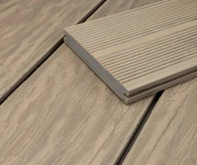 HORI Terrassendielen Komplettset WPC Maui Massiv beige tiefe Holzstruktur + geriffelt 21 x 143 mm 0