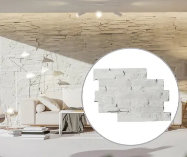 HORI Wandverkleidung Betonsteinverblender Natursteinoptik Weiß 0