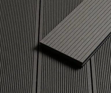 HORI Terrassendielen Komplettset WPC Mauritius massiv grau grob / fein geriffelt 20 x 140 mm 0