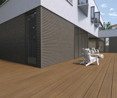 HORI Terrassendiele WPC Hohlkammer Co-Extrudiert tiefe Struktur 22,5 x 210 mm Naturbraun 0