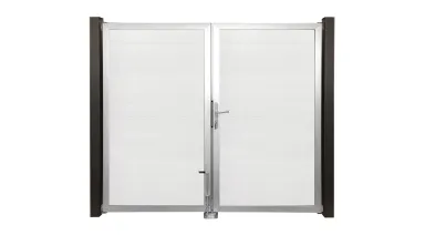 Groja WPC/BPC Solid Sichtschutzzaun Stecksystem Tor 2-flügelig Anthrazitrahmen 0