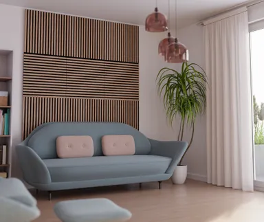 HORI WALL Akustik Dekor Wandpaneele Beige Oak Rundstab Quadratisch 2