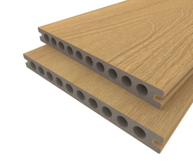 HORI Terrassendiele WPC Hohlkammer Wood Feeling Co-Extrudiert 22,5x210mm Hellbraun 0