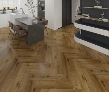 HORI Klick-Hartvinylboden Fischgrät Eiche Chenonceau synchron Holzstruktur 1
