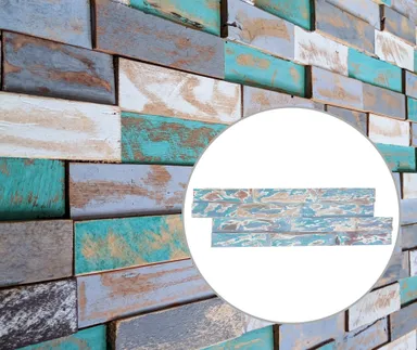 HORI Wandverkleidung 3D Holzwandverblender Recycle Wood navy rainbow 0