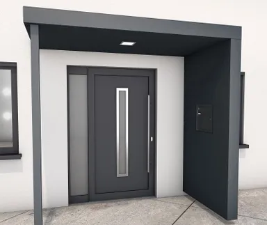 Gutta Vordach Haustür mit Seitenteil BS PLUS aluminium 0