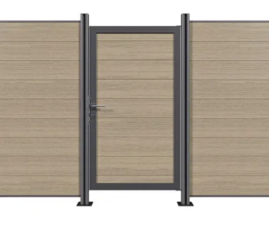 HORI WPC Sichtschutzzaun Stecksystem Safety Zauntor 0