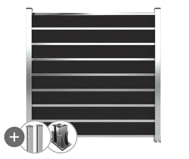 HORI Wood-Design WPC Sichtschutzzaun Stecksystem Streifen Design Zaun Komplettset 0