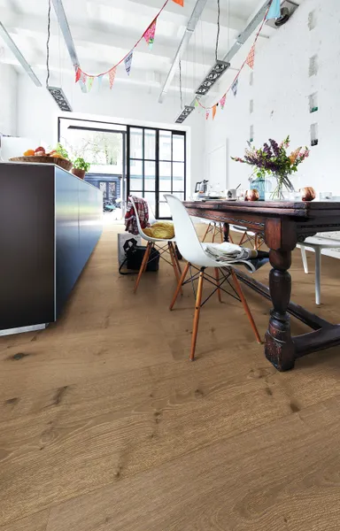 MEISTER Lindura Holzboden HD 400 Eiche authentic greige 8905 gebürstet Landhausdiele 5G Dry® 1