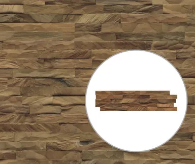 INDO Echtholz Wandverkleidung 3D Holzverblender Teak Diamond Natural 0
