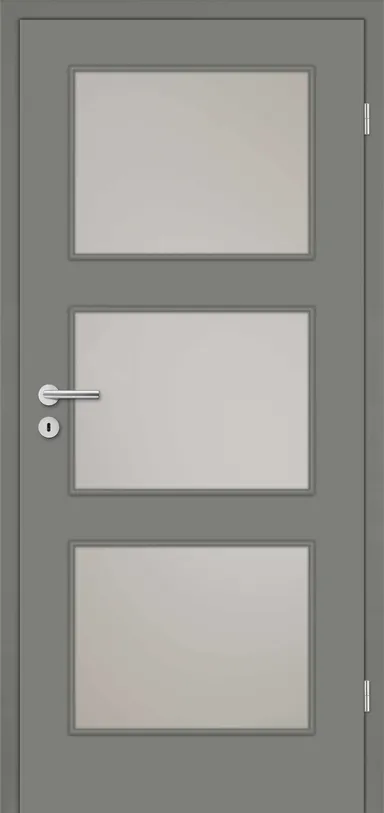 HORI Zimmertür Alicante 3 Lavagrau RAL7037 mit Lichtausschnitt Röhrenspan Designkante 0