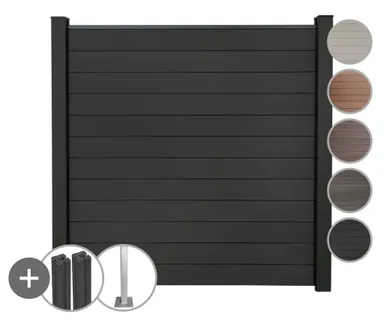 GroJa WPC/BPC Solid Sichtschutzzaun Stecksystem mit WPC/BPC Pfosten Komplettset 0