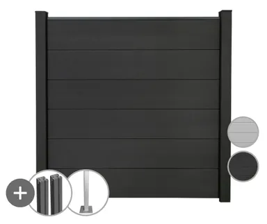 GroJa WPC/BPC Sichtschutzzaun Stecksystem Set GRANDE Komplettset 0