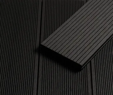 HORI Terrassendielen Komplettset WPC Mauritius massiv anthrazit grob / fein geriffelt 20 x 140 mm 0