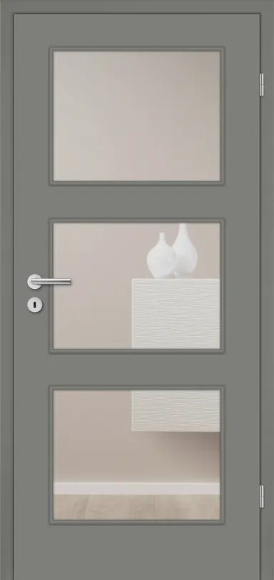 HORI Zimmertür Alicante 3 Lavagrau RAL7037 mit Lichtausschnitt Röhrenspan Designkante 0