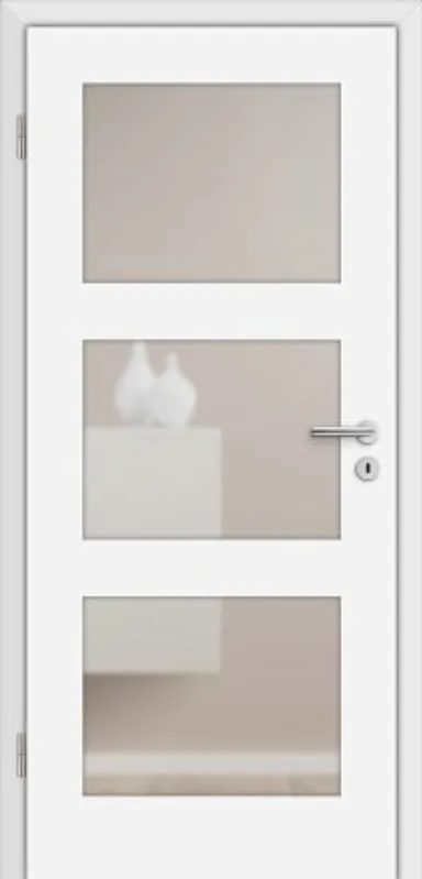 HORI Zimmertür Alicante 3 Weißlack RAL9010 mit Lichtausschnitt Röhrenspan Eckkante 0