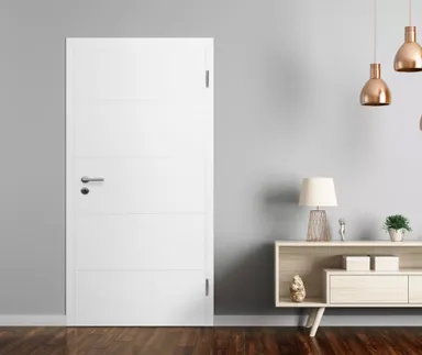 HORI Schallschutz Wohnungseingangstür Valencia Signalweiß RAL9003 SK2 Designkante Vollspan 1