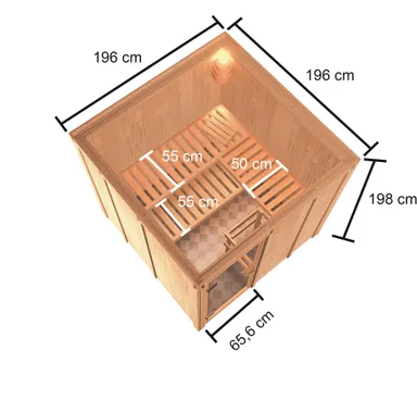 Woodfeeling Massivholz-Sauna Oulu Fronteinstieg 68 mm 1