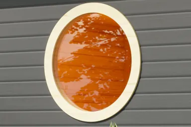 Karibu Saunafenster rund 80 cm klarglas / elfenbein 0
