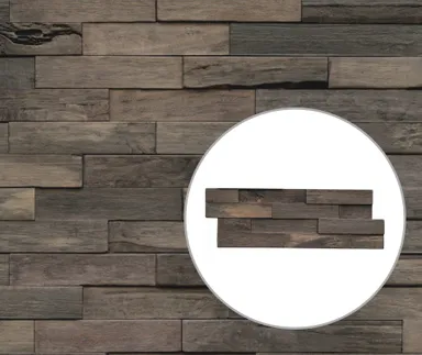 INDO Echtholz Wandverkleidung 3D Holzverblender Driftwood Hevea Bali Sea 0