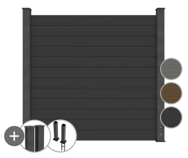 HORI WPC Sichtschutzzaun Stecksystem glatt / glatt Komplettset 0