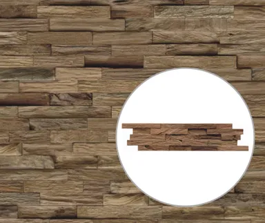 INDO Echtholz Wandverkleidung 3D Holzverblender Teak Mixed Cube Naturel Sumatra 0