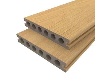 HORI Terrassendiele WPC Hohlkammer Wood Feeling Co-Extrudiert 22,5x138mm Hellbraun 0