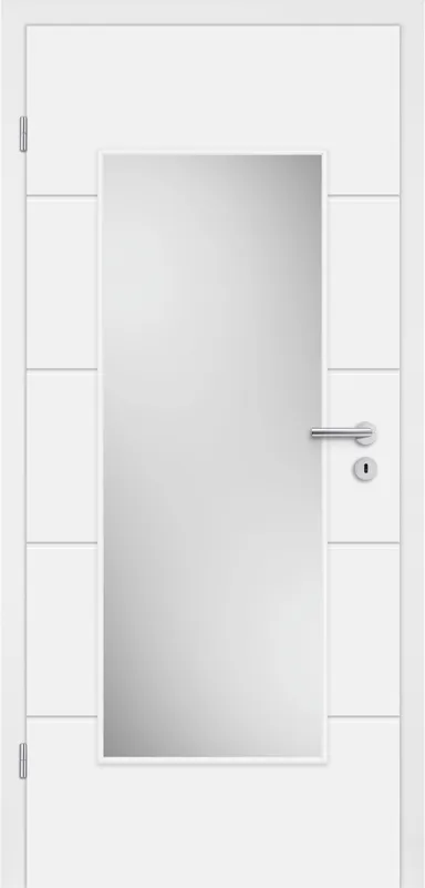 HORI Zimmertür Valencia Weißlack RAL9010 mit Lichtausschnitt Eckkante Röhrenspan 0