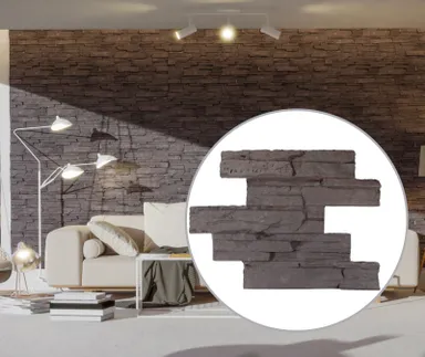 HORI Wandverkleidung Betonsteinverblender Natursteinoptik Dunkel Grau 0