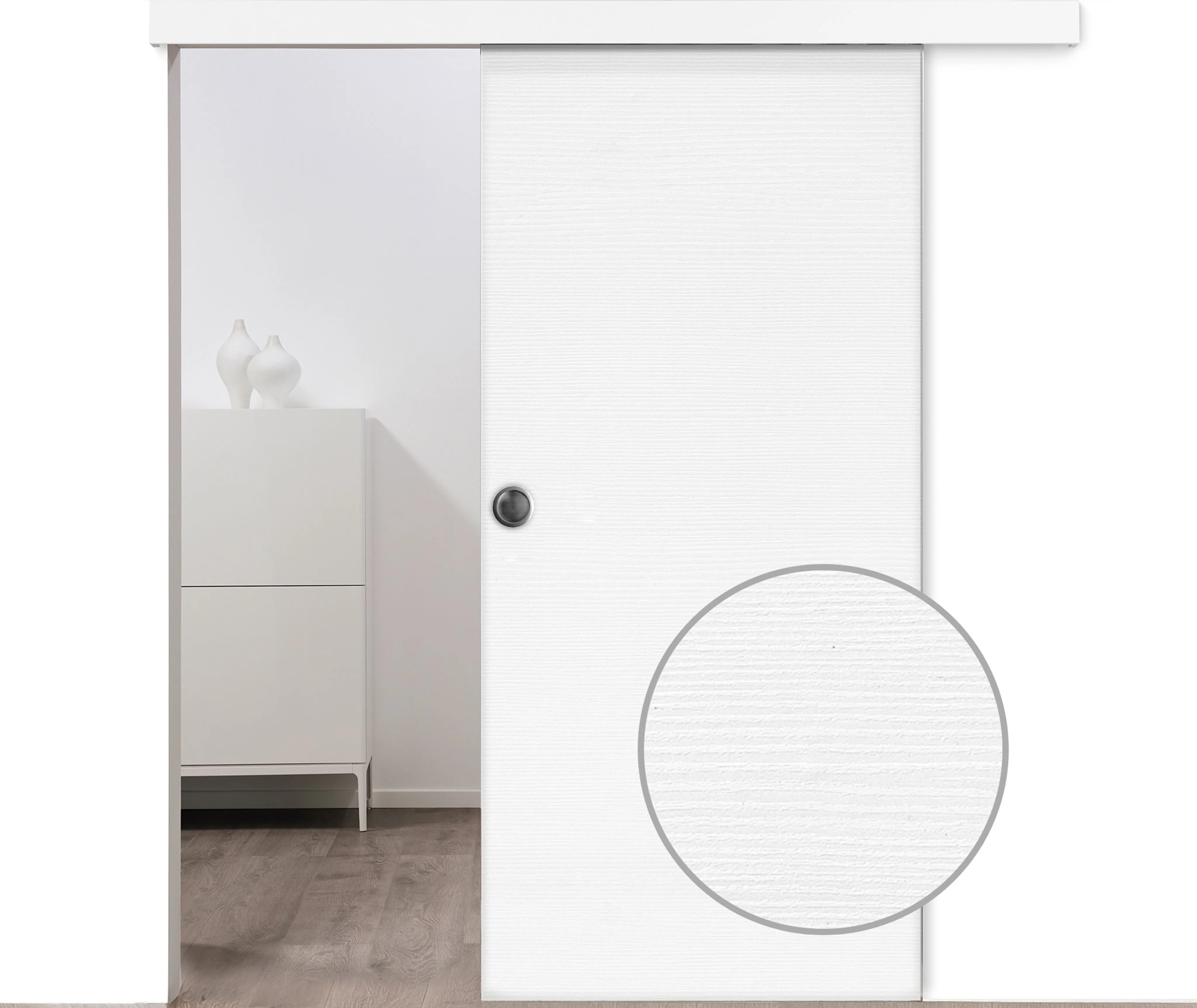 HORI Schiebetür CPL Eiche weiß strukturiert quer Röhrenspan Designkante (10040256271)