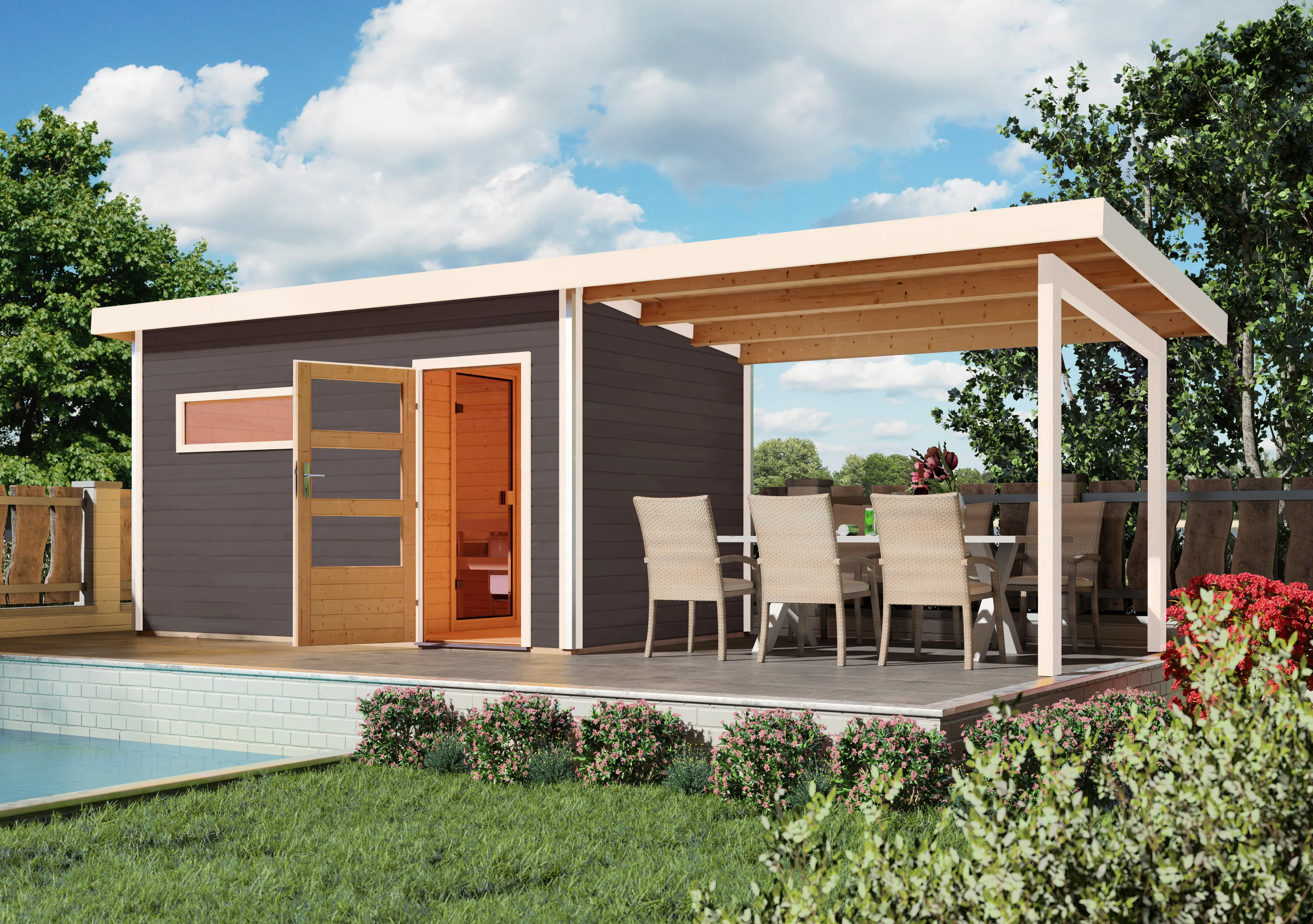 Karibu Schleppdach für Sauna-Haus Skrollan 2 + 3 (10040019924)
