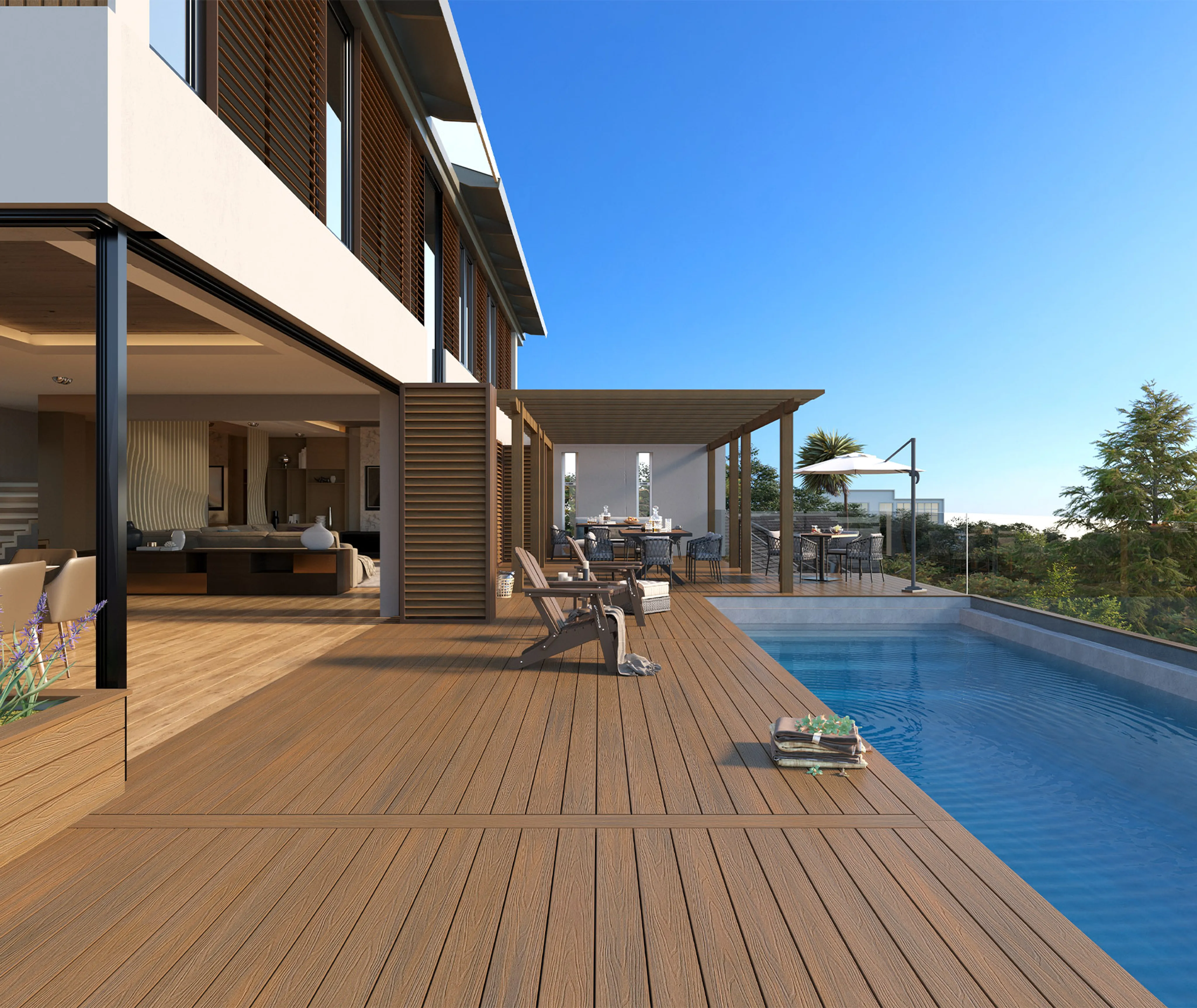 HORI Terrassendiele WPC Massiv Co-Extrudiert tiefe Struktur 22,5 x 138 mm Naturbraun (10041002438)