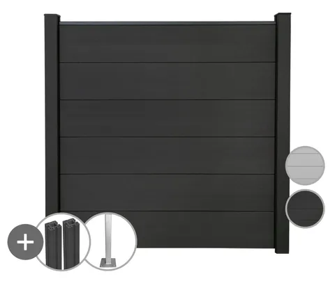 GroJa WPC/BPC Sichtschutzzaun Stecksystem Set GRANDE Komplettset 0