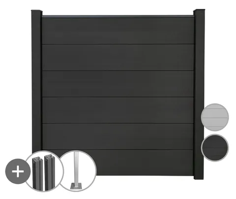 GroJa WPC/BPC Sichtschutzzaun Stecksystem Set GRANDE mit Alu-Pfosten Komplettset 0
