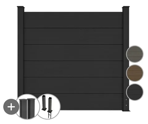HORI WPC Sichtschutzzaun Stecksystem glatt / glatt XXL Komplettset 0