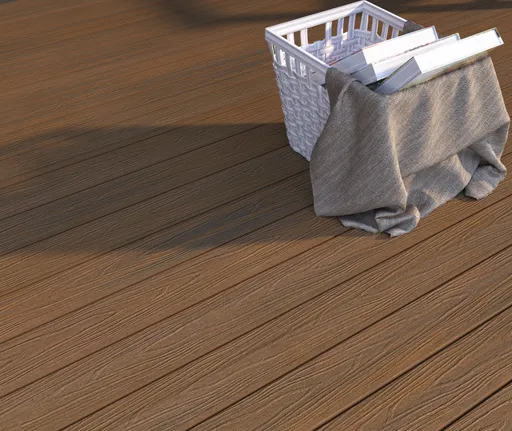 NewTechWood Terrassendielen WPC Hohlkammer Deluxe Teak Holzstruktur gebürstet / glatt gebürstet Co-Extrudiert 22,5 x 138 mm