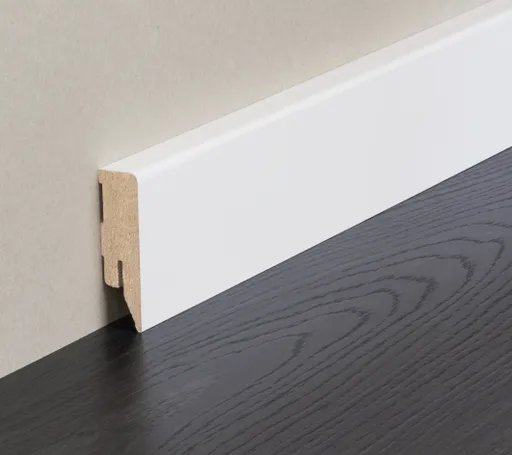HORI MDF-Kern Sockelleiste Gletscherweiß Grundierfolie ähnlich RAL 9016 Modern Profil
