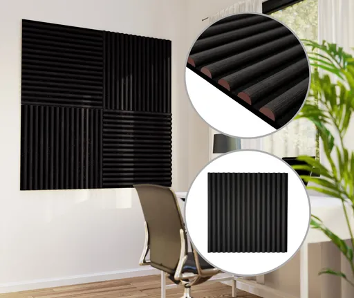 HORI WALL Akustik Dekor Wandpaneele Black Oak Rundstab Quadratisch