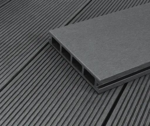 HORI Terrassendielen WPC Kuba Hohlkammer grau geriffelt / glatt gebürstet 25 x 145 mm