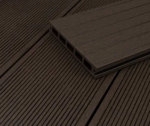 HORI Terrassendielen Komplettset WPC/BPC Hohlkammer dunkelgrau-braun