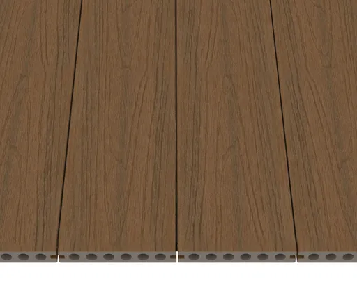 NewTechWood Terrassendielen WPC Hohlkammer Deluxe Teak Holzstruktur gebürstet / glatt gebürstet Co-Extrudiert 22,5 x 138 mm