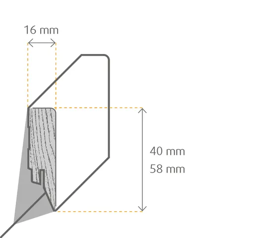 HORI Massivholzkern- Sockelleiste Eiche natur matt versiegelt Modern Profil