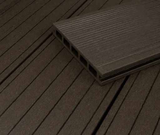 HORI Terrassendielen Komplettset WPC/BPC Hohlkammer dunkelgrau-braun