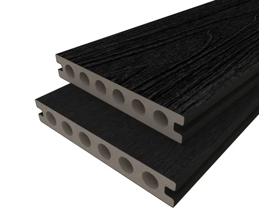 HORI Terrassendiele WPC Hohlkammer Wood Feeling Co-Extrudiert 22,5x138mm anthrazit-schwarz