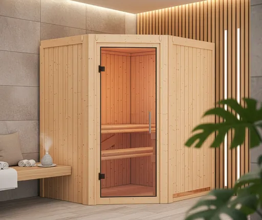 Karibu System-Sauna Komplettset Viggo Eckeinstieg 68 mm